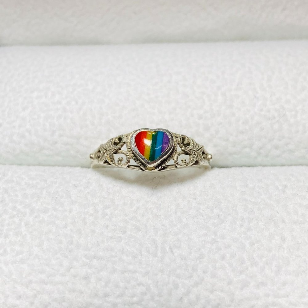 Vintage 925 Sterling Silver Pride Enamel Ring